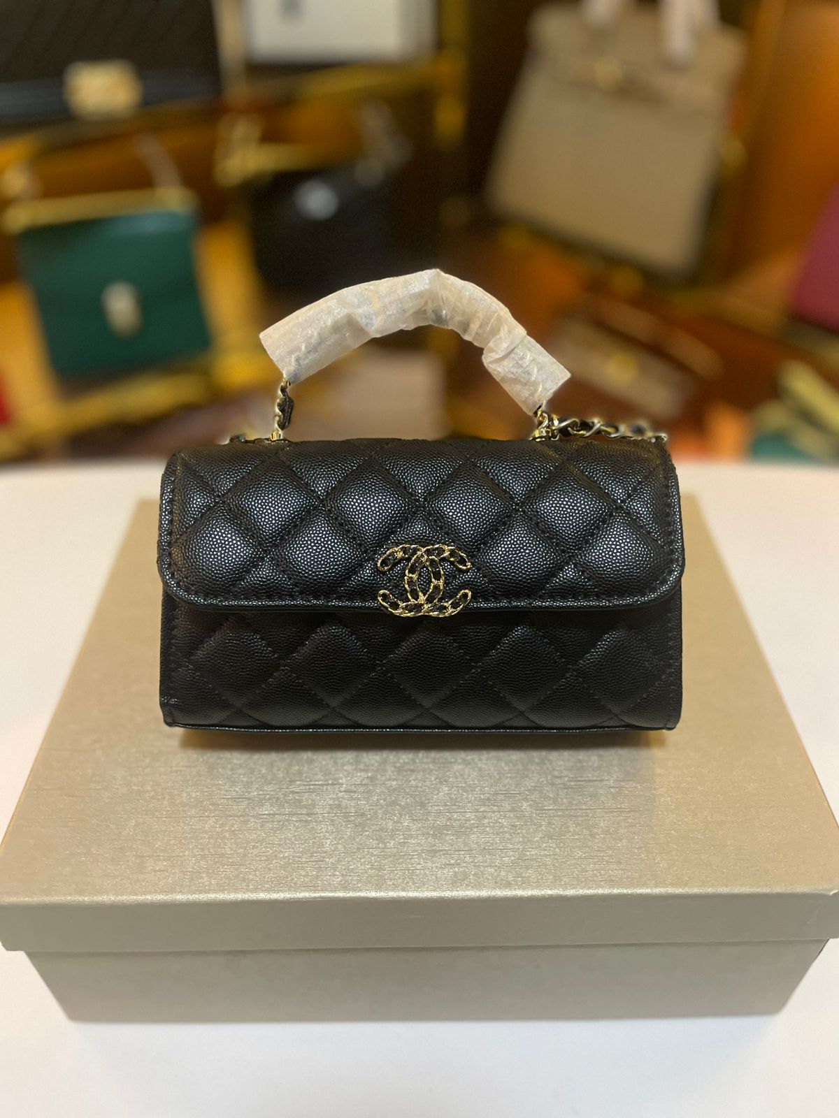 CC WALLET/CHAIN super master quality real caviar leather