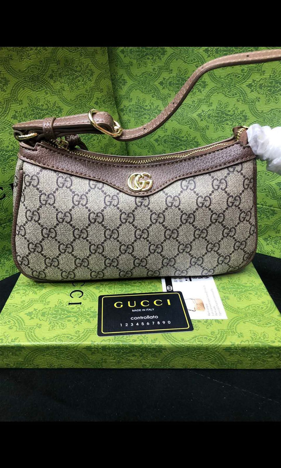 GG OPHELIA shoulder strap sp real leather