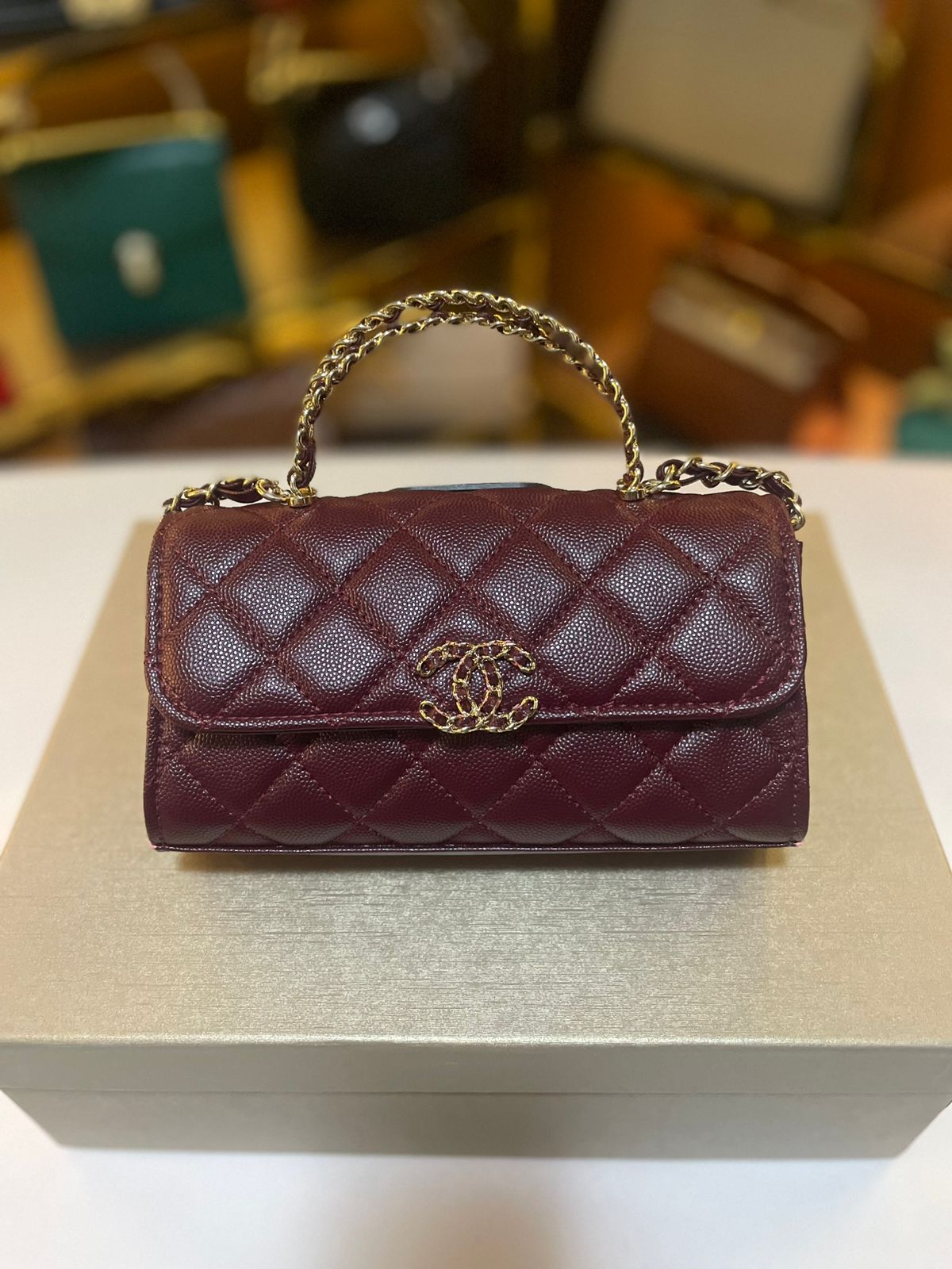 CC WALLET/CHAIN super master quality real caviar leather