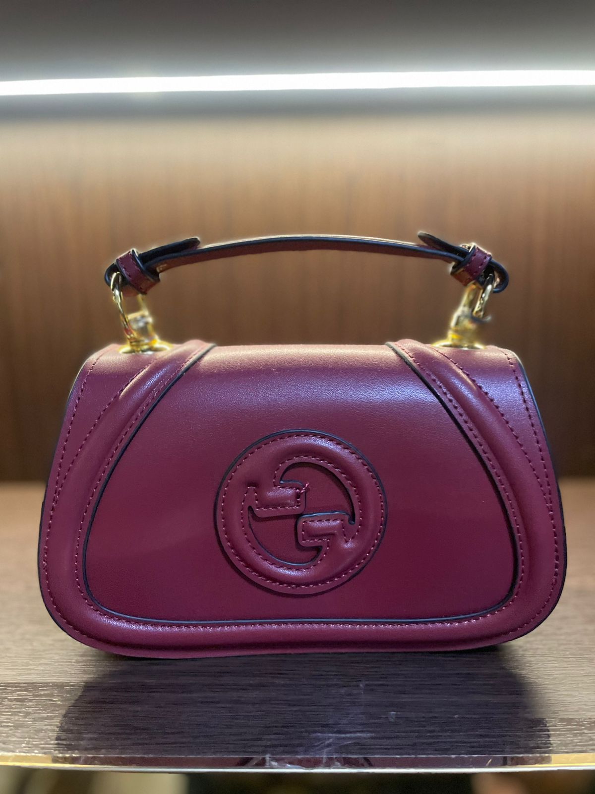 GG HANDBAG BROWN 22CM super master real leather