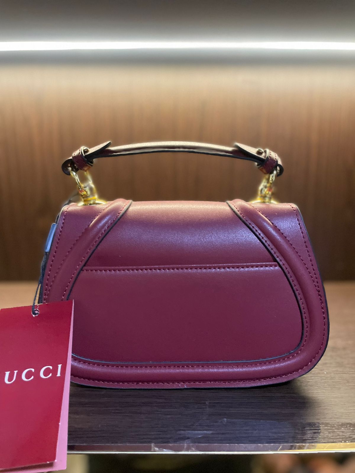 GG HANDBAG BROWN 22CM super master real leather