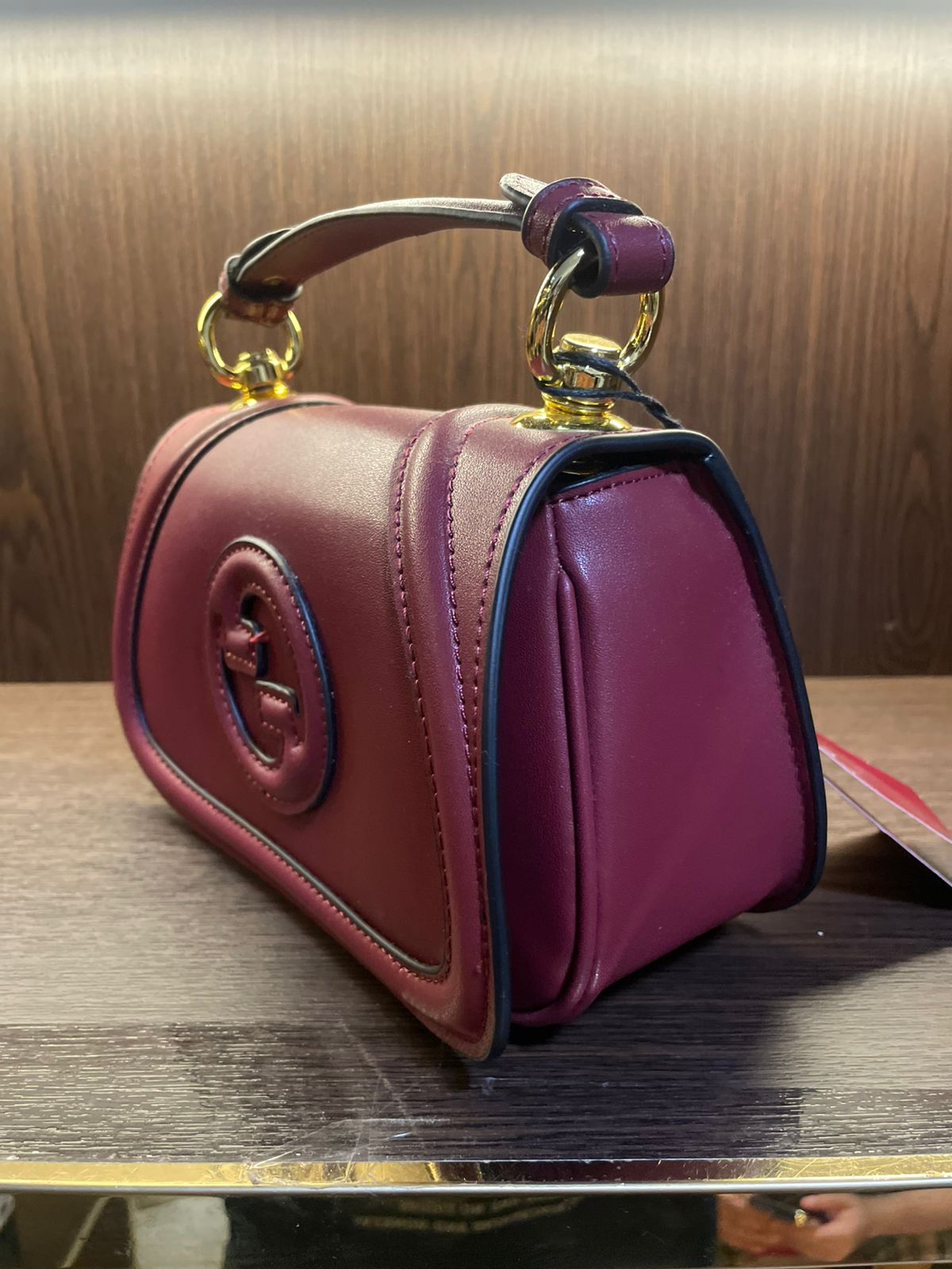 GG HANDBAG BROWN 22CM super master real leather